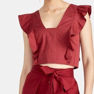 Rachel Rachel Roy Red Ruffled Top Size Large